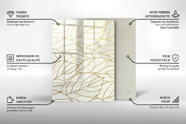 Copri piano induzione Modello di foglie line-art