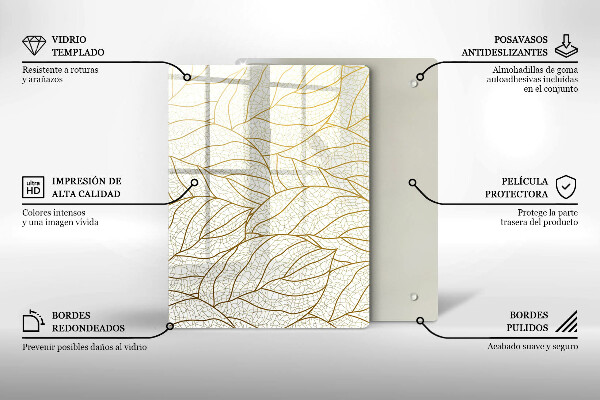 Copri piano induzione Modello di foglie line-art