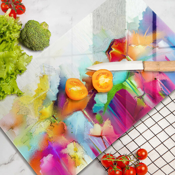 Copri fornello cucina Fiori dipinti