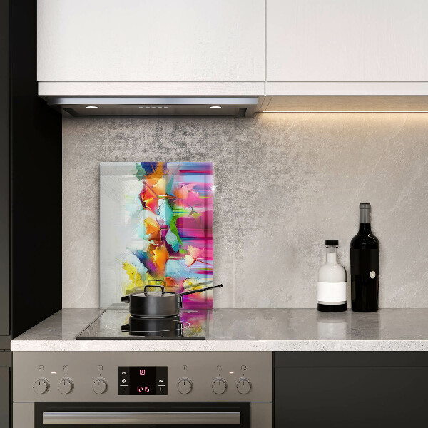 Copri fornello cucina Fiori dipinti