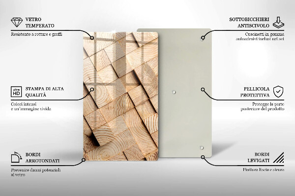 Copri fornello cucina Quadrati di legno