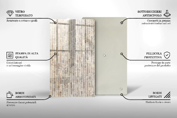 Copri fornello cucina Muro di mattoni luminosi