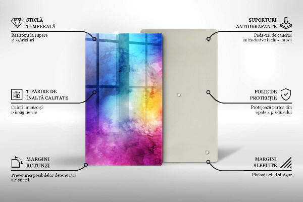 Copri fornello cucina Spruzzi di acquerello arcobaleno