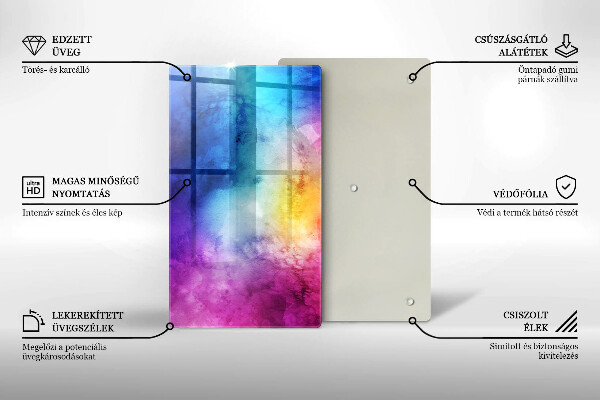 Copri fornello cucina Spruzzi di acquerello arcobaleno