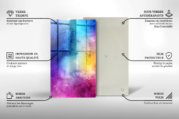 Copri fornello cucina Spruzzi di acquerello arcobaleno