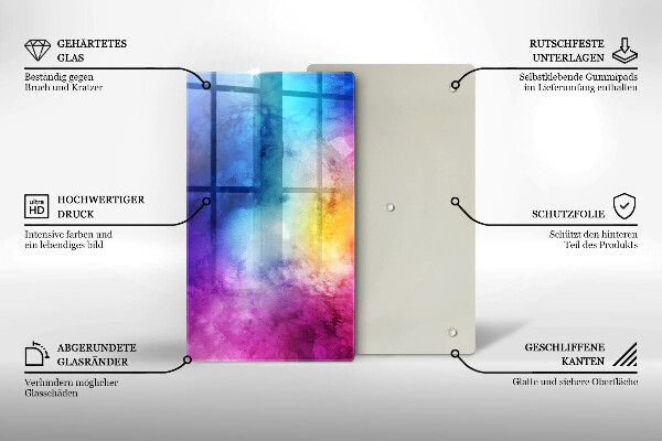 Copri fornello cucina Spruzzi di acquerello arcobaleno