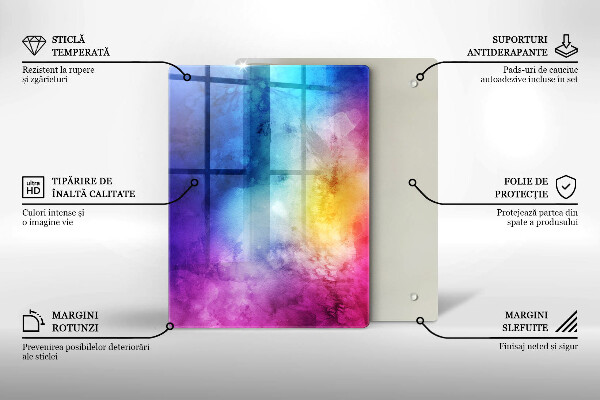 Copri fornello cucina Spruzzi di acquerello arcobaleno