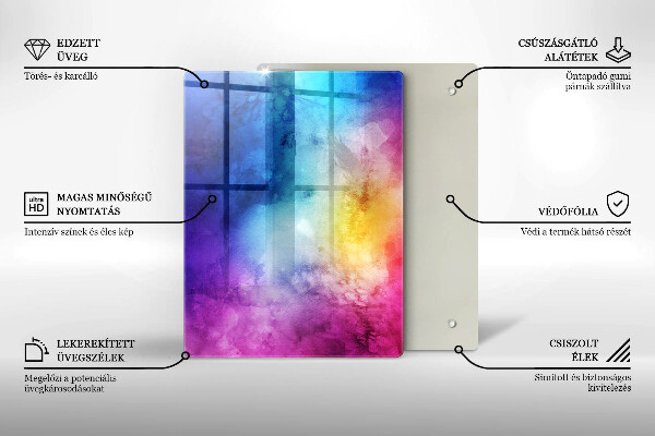 Copri fornello cucina Spruzzi di acquerello arcobaleno