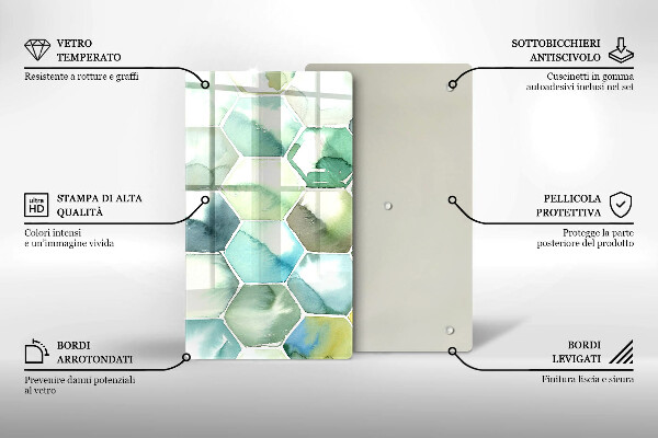 Copri piano induzione Esagoni dell'acquerello