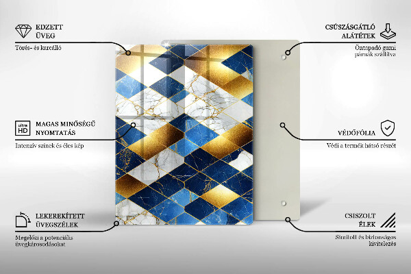 Copri piano cottura Rombi di marmo dorato