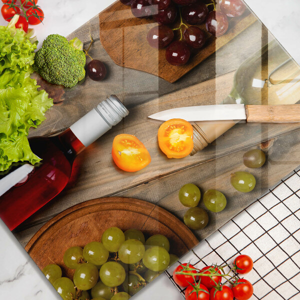 Copri piano cottura Bottiglie di vino e uva