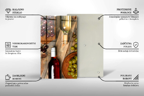 Copri piano cottura Bottiglie di vino e uva