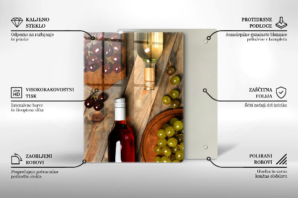 Copri piano cottura Bottiglie di vino e uva