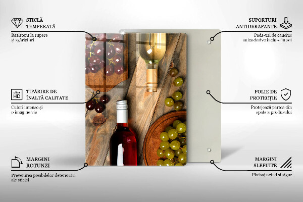 Copri piano cottura Bottiglie di vino e uva