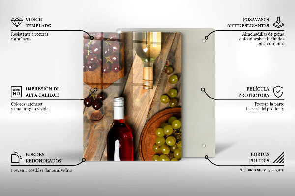 Copri piano cottura Bottiglie di vino e uva