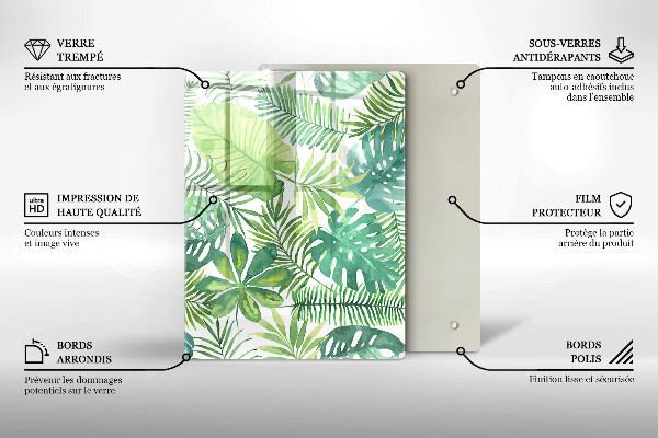 Copri piano induzione Foglie boho dell'acquerello