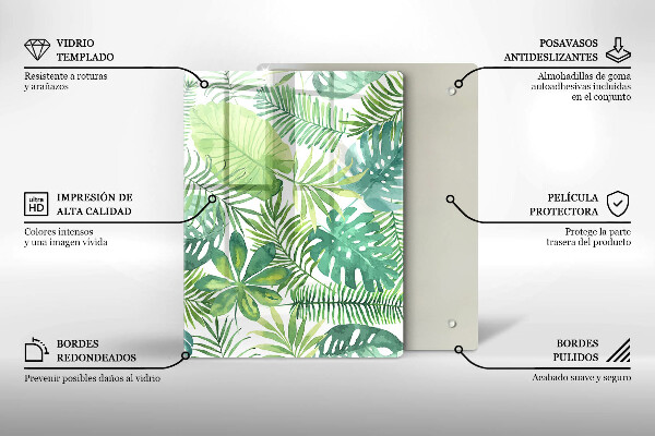 Copri piano induzione Foglie boho dell'acquerello