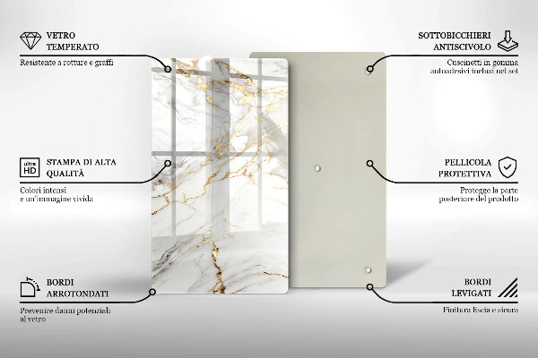 Copri piano induzione Marmo chiaro con oro
