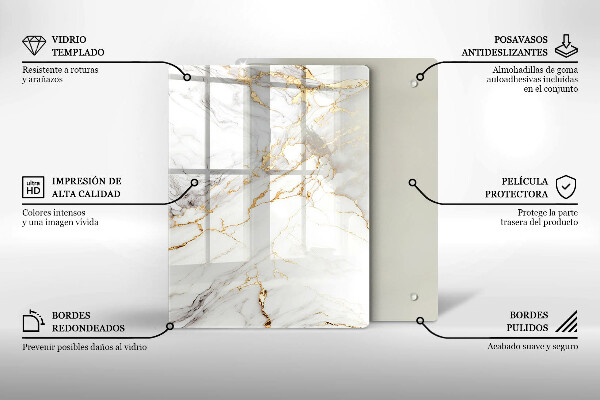 Copri piano induzione Marmo chiaro con oro