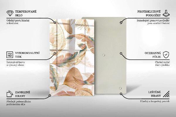 Copri piano induzione Piume e foglie boho