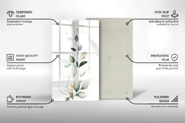 Copri fornello cucina Foglie ad acquerello