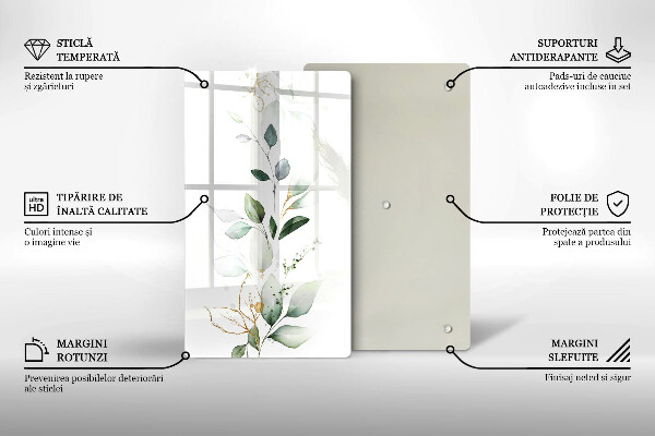 Copri fornello cucina Foglie ad acquerello