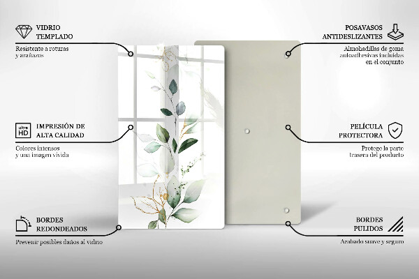 Copri fornello cucina Foglie ad acquerello