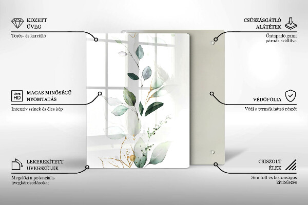 Copri fornello cucina Foglie ad acquerello