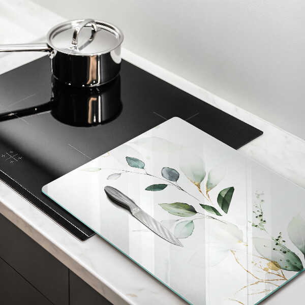 Copri fornello cucina Foglie ad acquerello