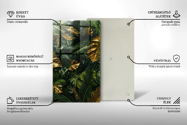 Copri fornello cucina Foglie dorate di monstera