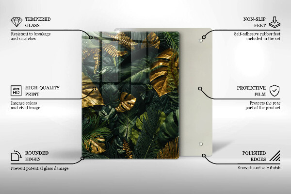 Copri fornello cucina Foglie dorate di monstera