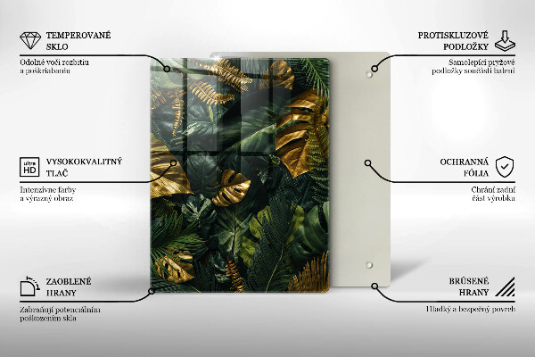 Copri fornello cucina Foglie dorate di monstera