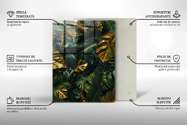 Copri fornello cucina Foglie dorate di monstera