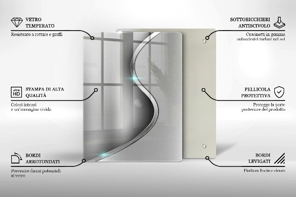 Copri fornello cucina Metallo argentato astratto