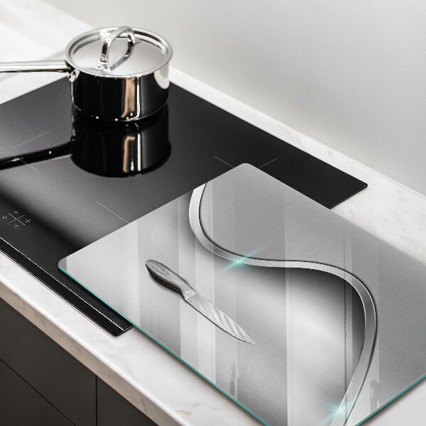 Copri fornello cucina Metallo argentato astratto