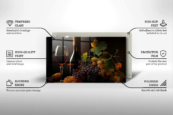 Copri piano induzione Bicchiere di vino e uva