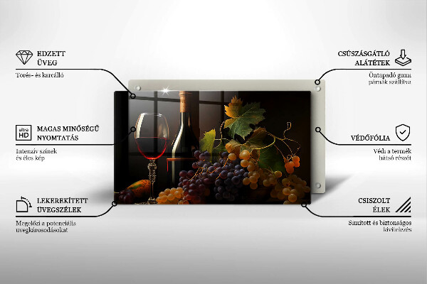 Copri piano induzione Bicchiere di vino e uva