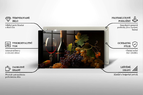 Copri piano induzione Bicchiere di vino e uva