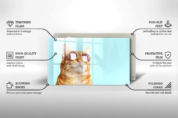 Copri piano cottura Gatto rosso con gli occhiali