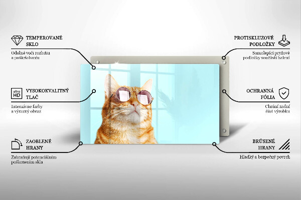 Copri piano cottura Gatto rosso con gli occhiali