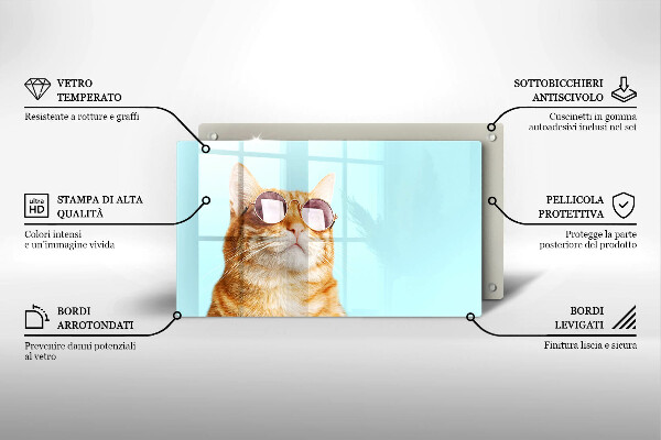 Copri piano cottura Gatto rosso con gli occhiali