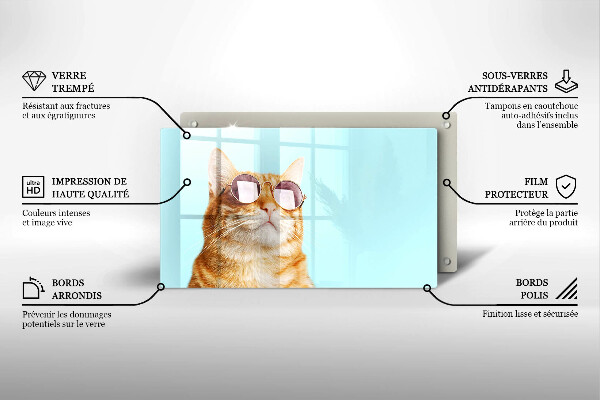 Copri piano cottura Gatto rosso con gli occhiali