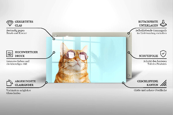 Copri piano cottura Gatto rosso con gli occhiali