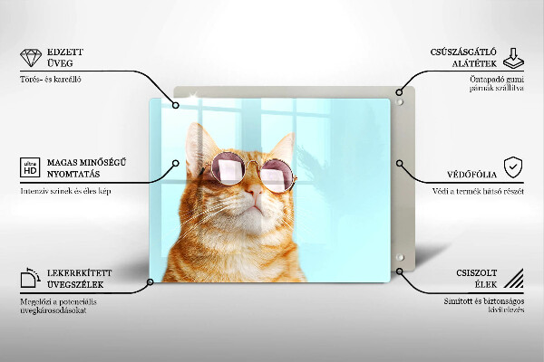 Copri piano cottura Gatto rosso con gli occhiali