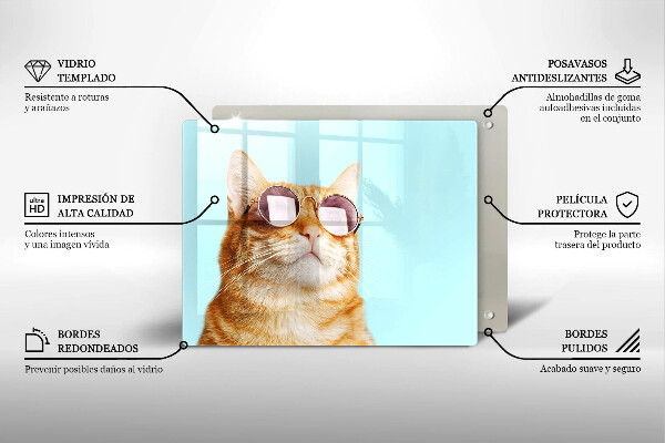 Copri piano cottura Gatto rosso con gli occhiali