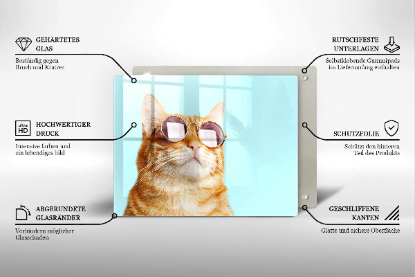 Copri piano cottura Gatto rosso con gli occhiali