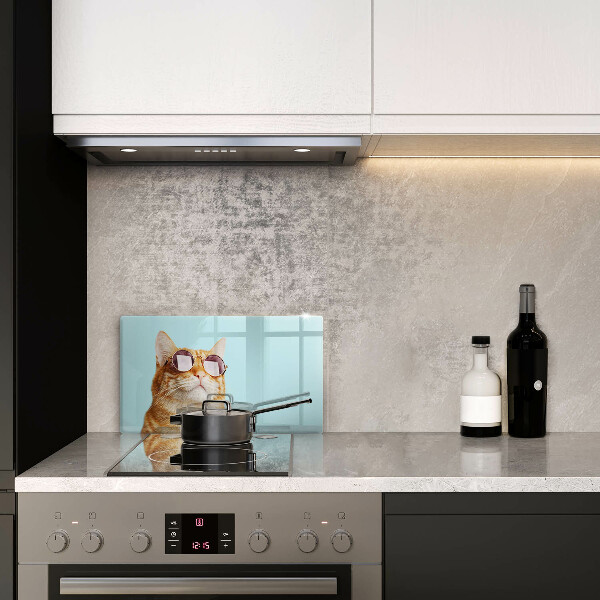 Copri piano cottura Gatto rosso con gli occhiali