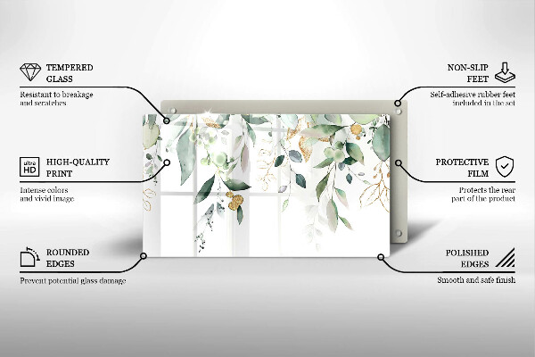 Copri piano induzione Foglie ad acquerello