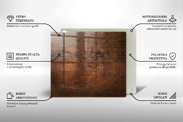 Copertura piano induzione Tavola in legno scuro