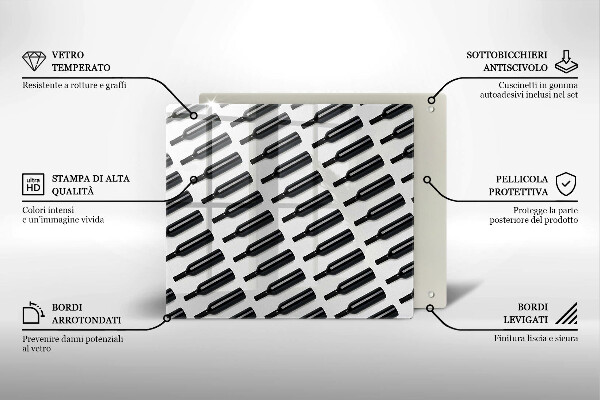 Copri piano cucina Bottiglie di vino nere